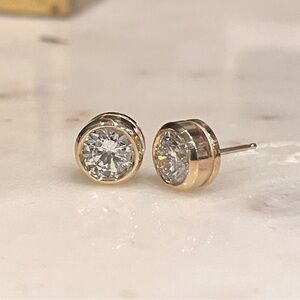 14K Yellow Gold Bezel-Set Lab Grown Diamond Stud Earrings